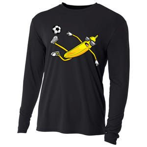 Banana Playing Soccer Fruit Soccer Player Cooling Performance Long Sleeve Crew