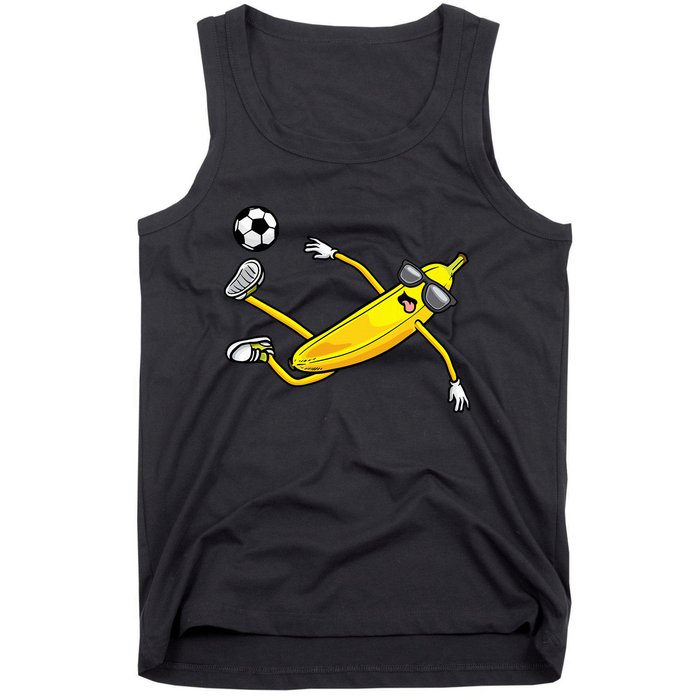 Banana Playing Soccer Fruit Soccer Player Tank Top