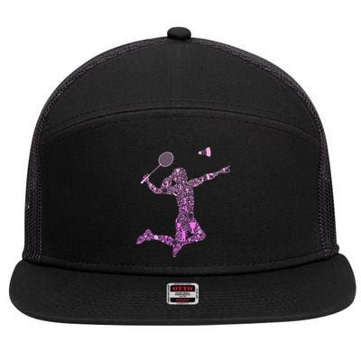 Badminton Player Shuttlecock Women 7 Panel Mesh Trucker Snapback Hat