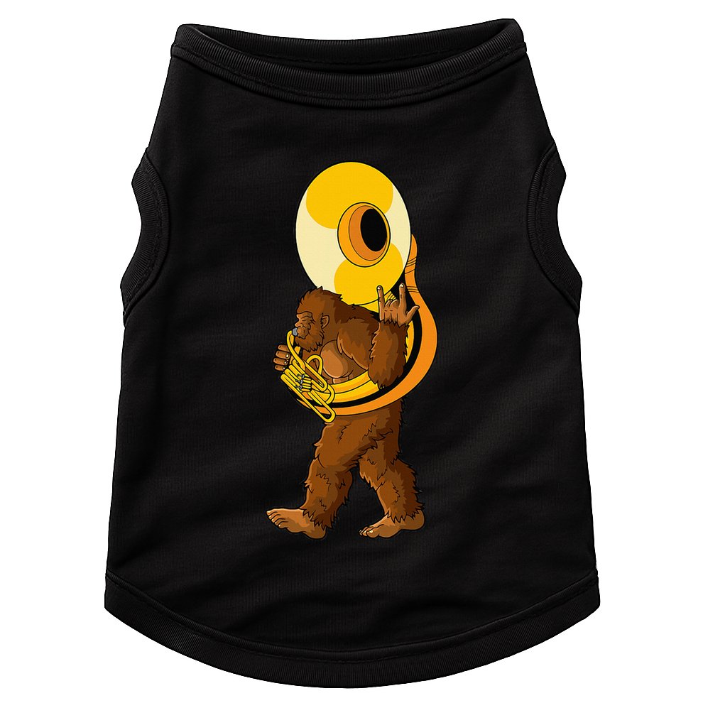 Bigfoot Playing Sousaphone Instrument Tuba Doggie Tank