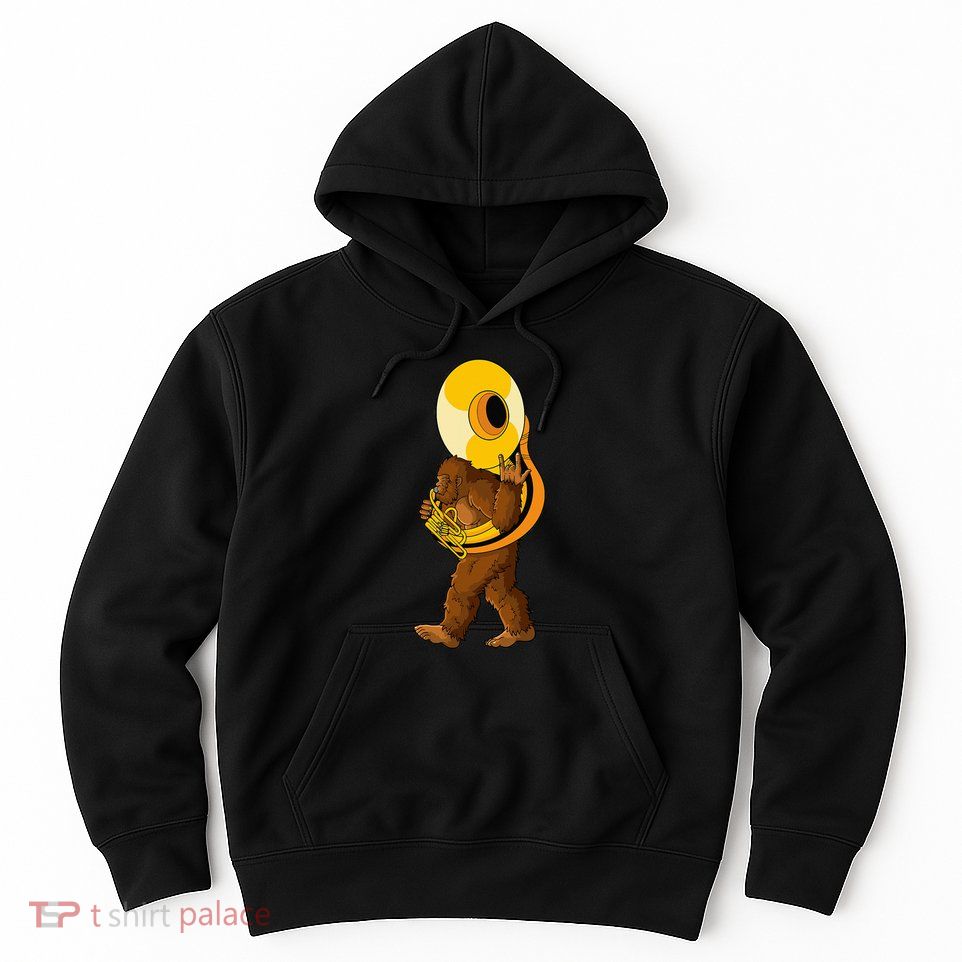 Bigfoot Playing Sousaphone Instrument Tuba Hoodie