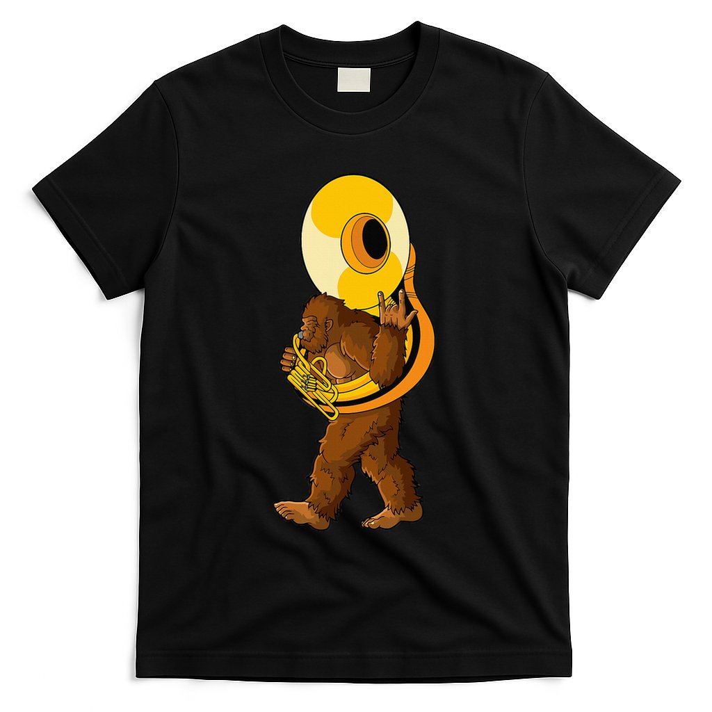 Bigfoot Playing Sousaphone Instrument Tuba T-Shirt