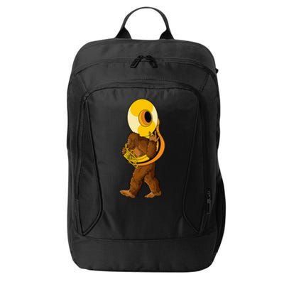 Bigfoot Playing Sousaphone Instrument Tuba City Backpack