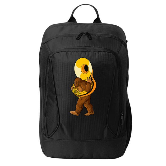 Bigfoot Playing Sousaphone Instrument Tuba City Backpack