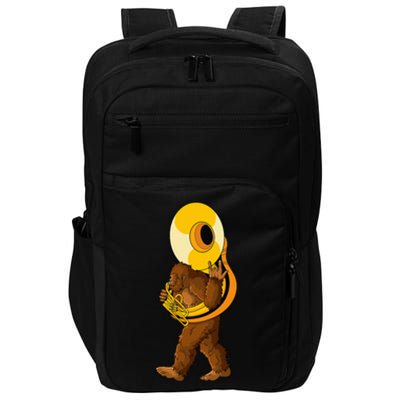 Bigfoot Playing Sousaphone Instrument Tuba Impact Tech Backpack