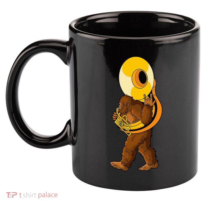 Bigfoot Playing Sousaphone Instrument Tuba 11oz C Handle Ceramic Mug