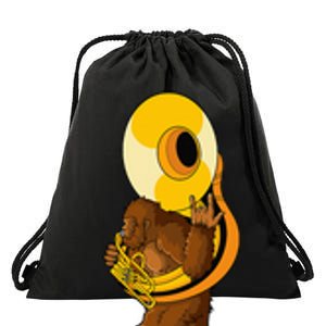 Bigfoot Playing Sousaphone Instrument Tuba Drawstring Bag