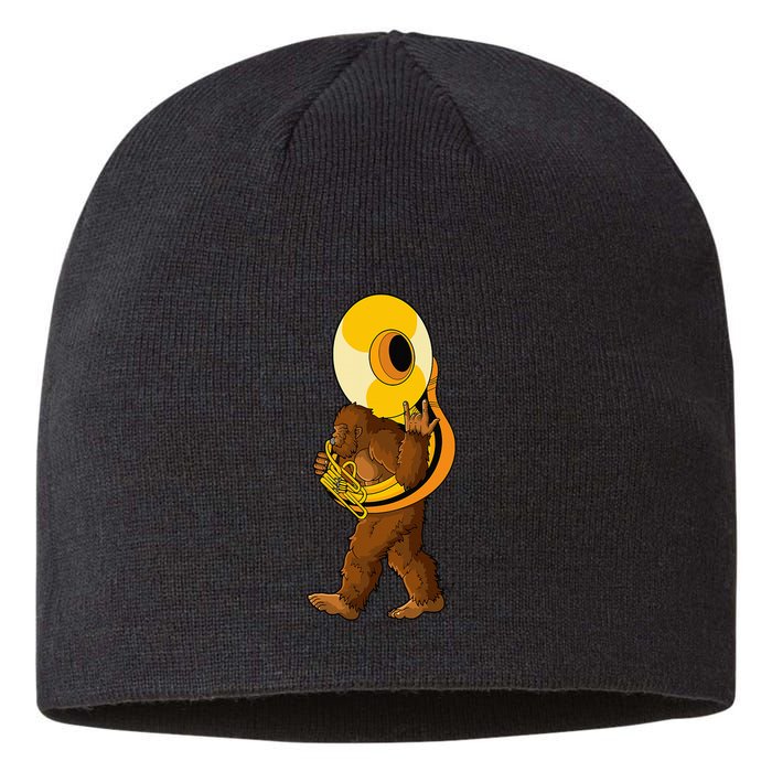 Bigfoot Playing Sousaphone Instrument Tuba Sustainable Beanie