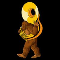 Bigfoot Playing Sousaphone Instrument Tuba Sustainable Beanie