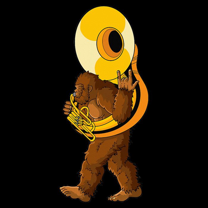 Bigfoot Playing Sousaphone Instrument Tuba Sustainable Beanie