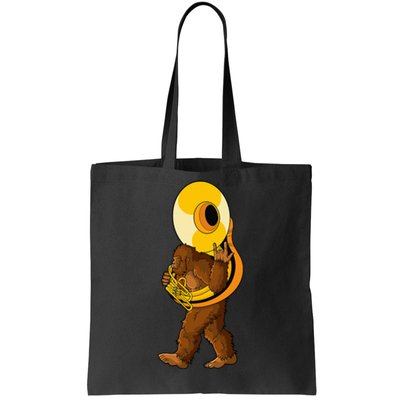 Bigfoot Playing Sousaphone Instrument Tuba Tote Bag