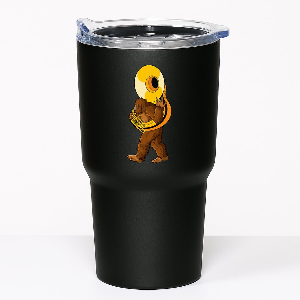 Bigfoot Playing Sousaphone Instrument Tuba Tumbler