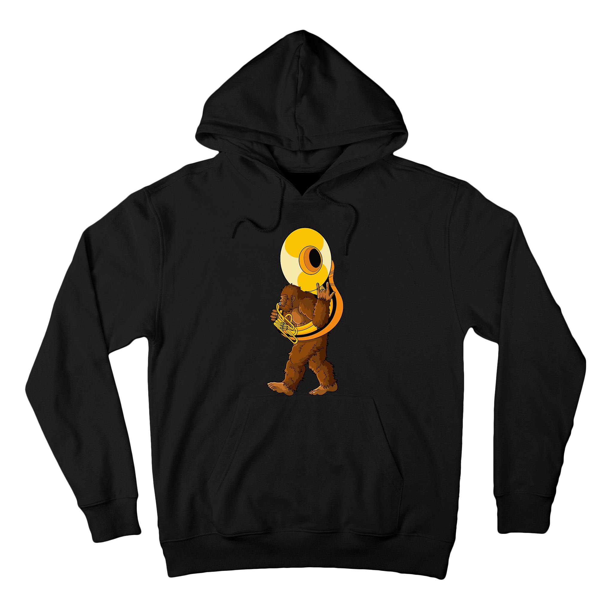 Bigfoot Playing Sousaphone Instrument Tuba Tall Hoodie