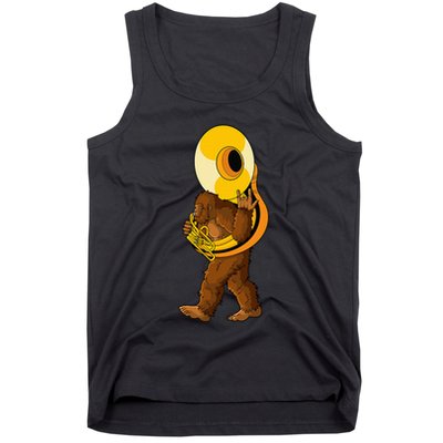 Bigfoot Playing Sousaphone Instrument Tuba Tank Top