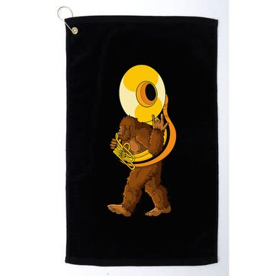 Bigfoot Playing Sousaphone Instrument Tuba Golf Towel