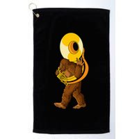 Bigfoot Playing Sousaphone Instrument Tuba Golf Towel