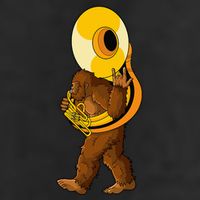 Bigfoot Playing Sousaphone Instrument Tuba Golf Towel