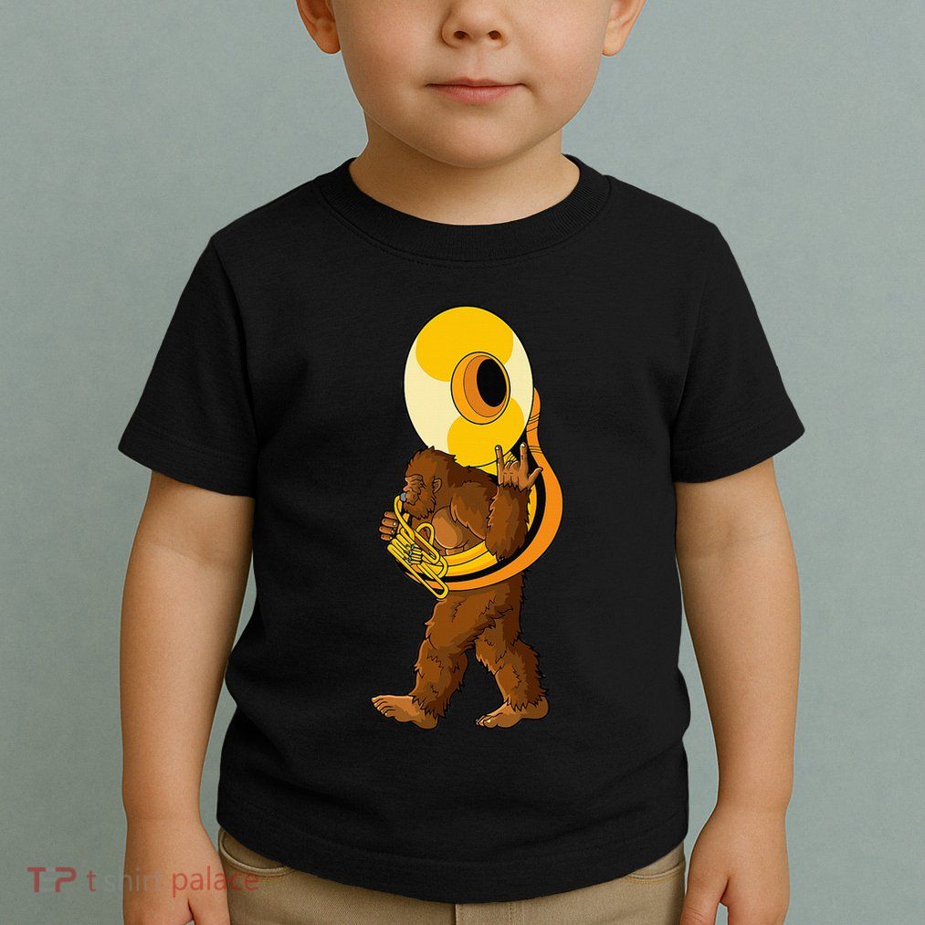 Bigfoot Playing Sousaphone Instrument Tuba Toddler T-Shirt