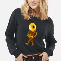 Bigfoot Playing Sousaphone Instrument Tuba Cropped Pullover Crew