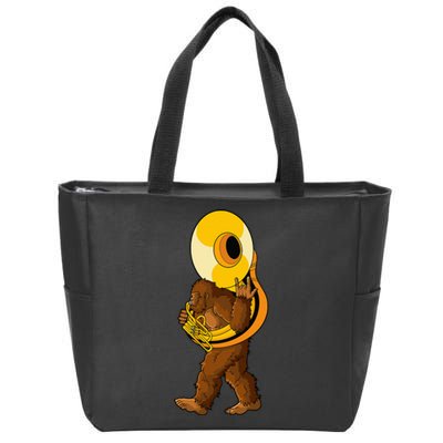 Bigfoot Playing Sousaphone Instrument Tuba Zip Tote Bag