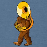 Bigfoot Playing Sousaphone Instrument Tuba Garment-Dyed Sweatshirt