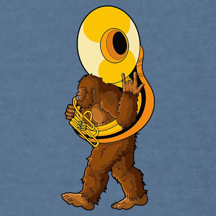 Bigfoot Playing Sousaphone Instrument Tuba Garment-Dyed Sweatshirt