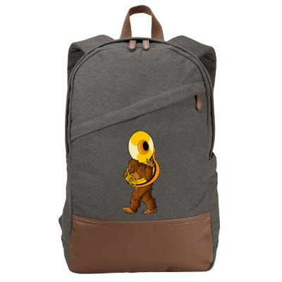 Bigfoot Playing Sousaphone Instrument Tuba Cotton Canvas Backpack