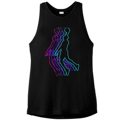 Basketball Player Slam Dunk Ladies PosiCharge Tri-Blend Wicking Tank