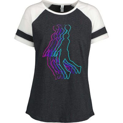 Basketball Player Slam Dunk Enza Ladies Jersey Colorblock Tee