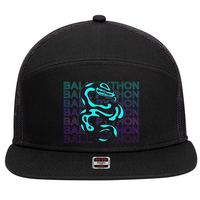 Ball Python Snake Retro Ball Python 7 Panel Mesh Trucker Snapback Hat