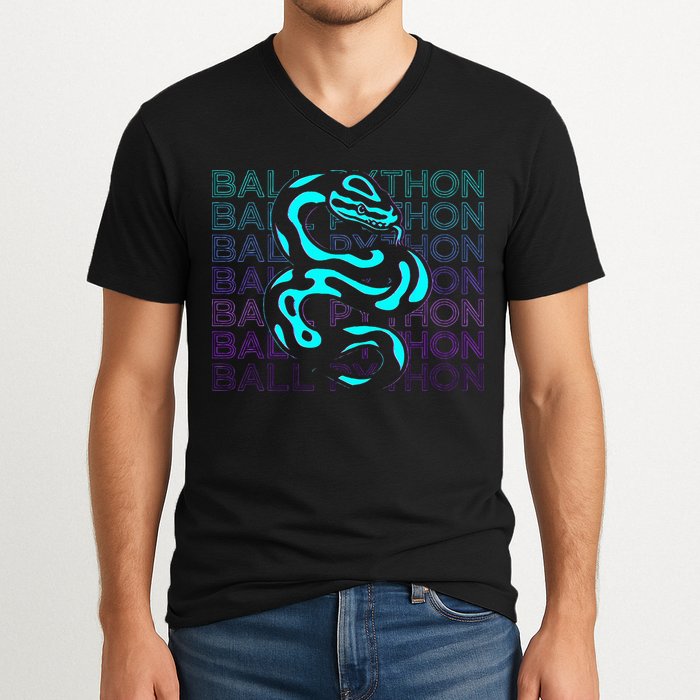 Ball Python Snake Retro Ball Python V-Neck T-Shirt