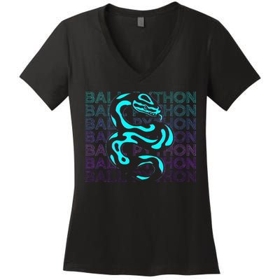 Ball Python Snake Retro Ball Python Women's V-Neck T-Shirt