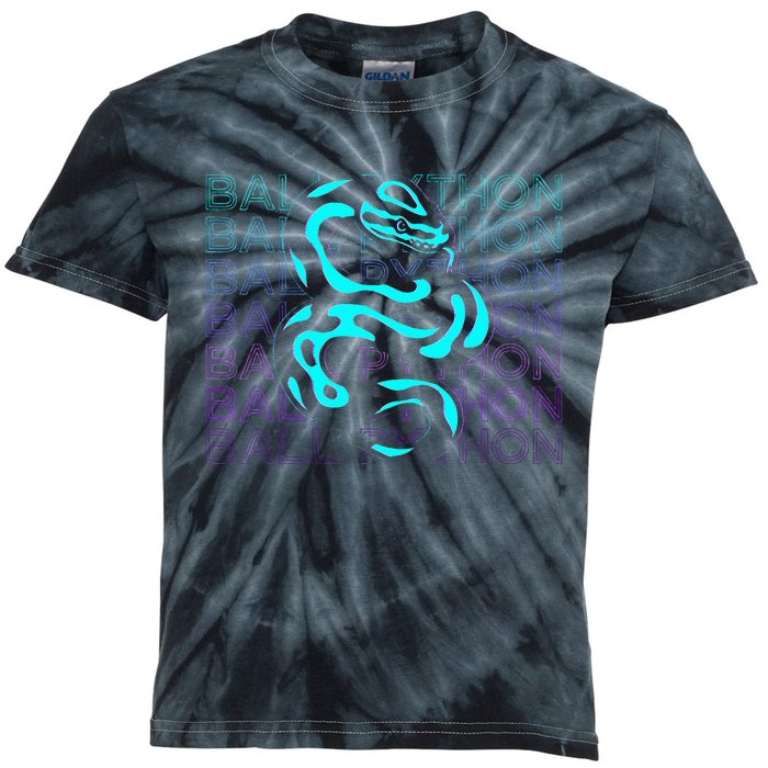 Ball Python Snake Retro Ball Python Kids Tie-Dye T-Shirt