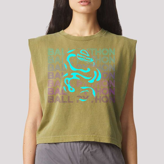 Ball Python Snake Retro Ball Python Garment-Dyed Women's Muscle Tee