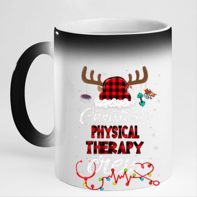 Buffalo Plaid Santa Hat Christmas Physical Therapy Crew 11oz Black Color Changing Mug