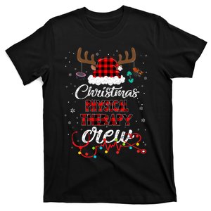 Buffalo Plaid Santa Hat Christmas Physical Therapy Crew T-Shirt