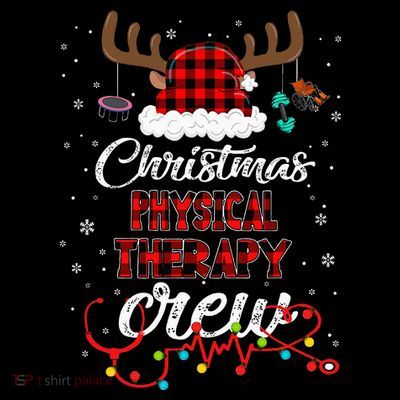 Buffalo Plaid Santa Hat Christmas Physical Therapy Crew T-Shirt