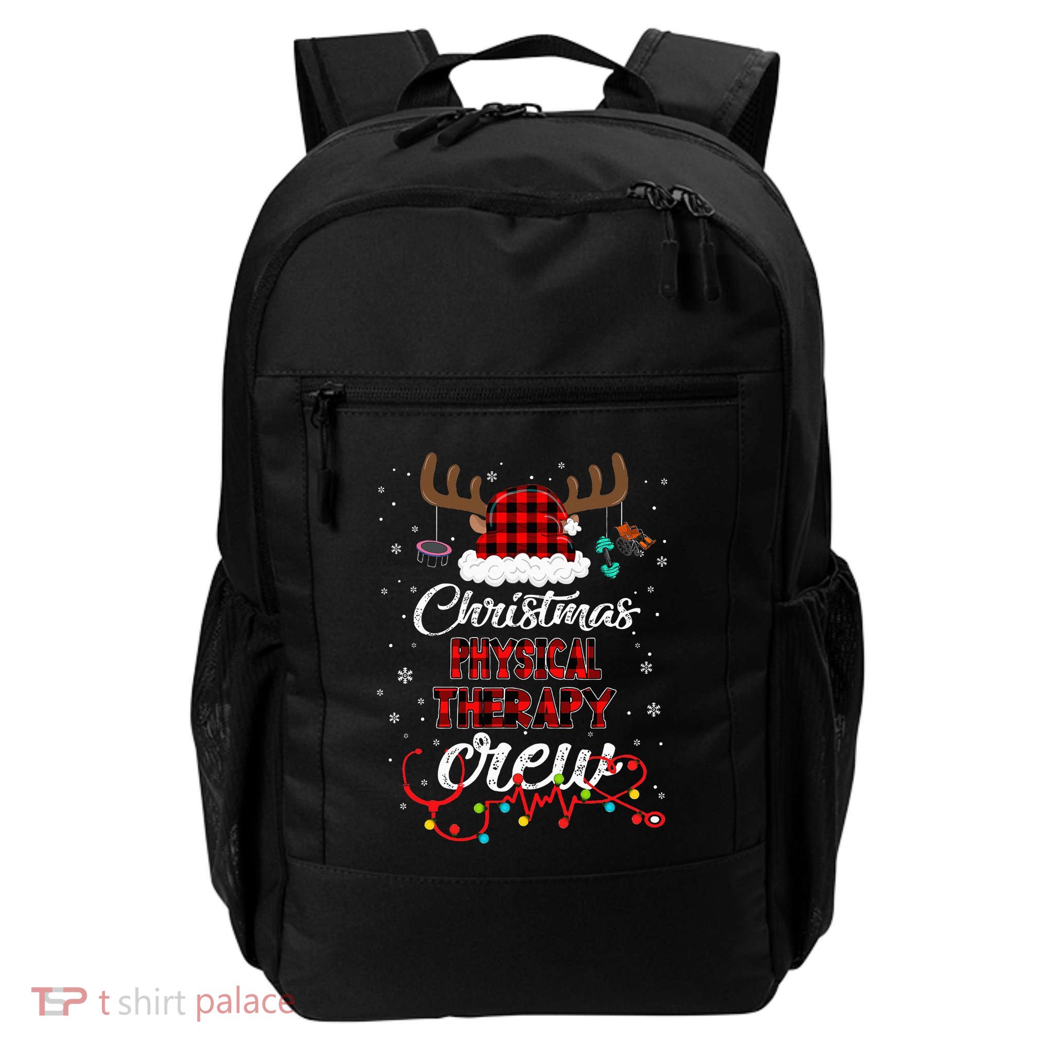 Buffalo Plaid Santa Hat Christmas Physical Therapy Crew Backpack