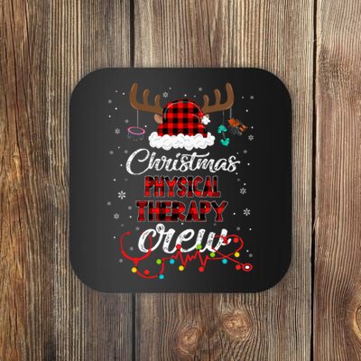 Buffalo Plaid Santa Hat Christmas Physical Therapy Crew Coaster