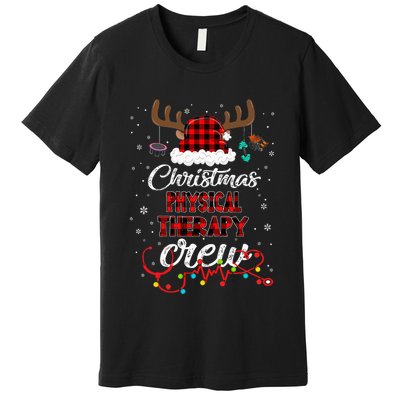 Buffalo Plaid Santa Hat Christmas Physical Therapy Crew Premium T-Shirt