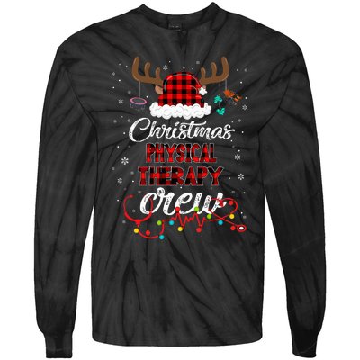 Buffalo Plaid Santa Hat Christmas Physical Therapy Crew Tie-Dye Long Sleeve Shirt