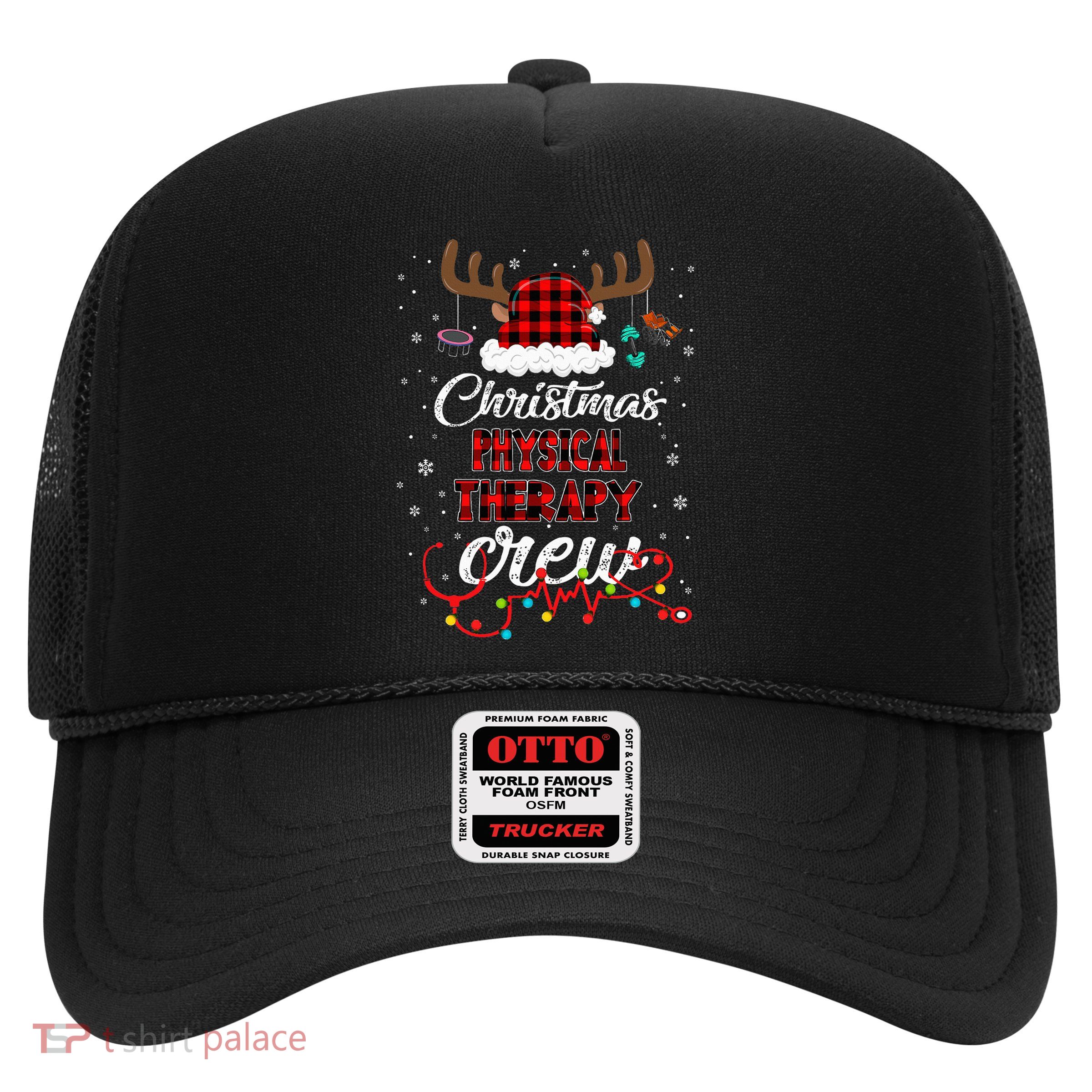 Buffalo Plaid Santa Hat Christmas Physical Therapy Crew Trucker Hat
