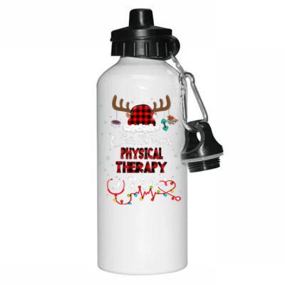 Buffalo Plaid Santa Hat Christmas Physical Therapy Crew Aluminum Water Bottle