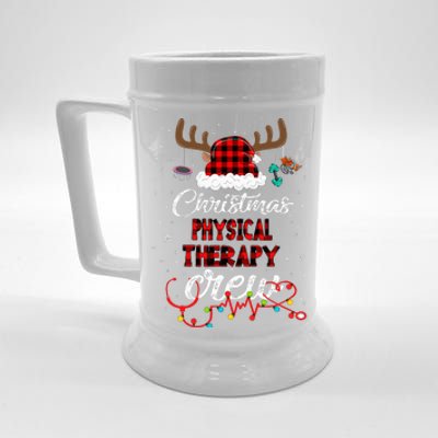 Buffalo Plaid Santa Hat Christmas Physical Therapy Crew Beer Stein