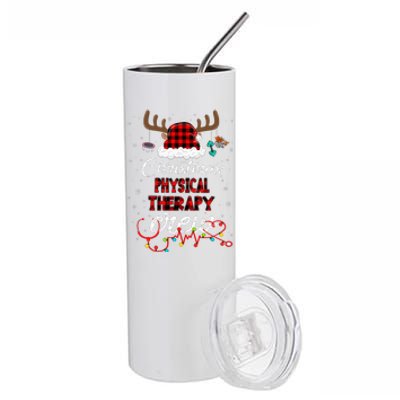 Buffalo Plaid Santa Hat Christmas Physical Therapy Crew Stainless Steel Tumbler