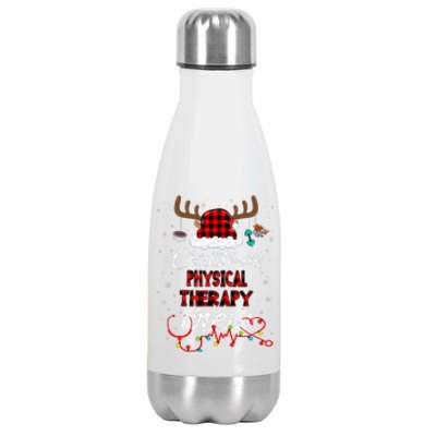 Buffalo Plaid Santa Hat Christmas Physical Therapy Crew Stainless Steel Insulated Water Bottle