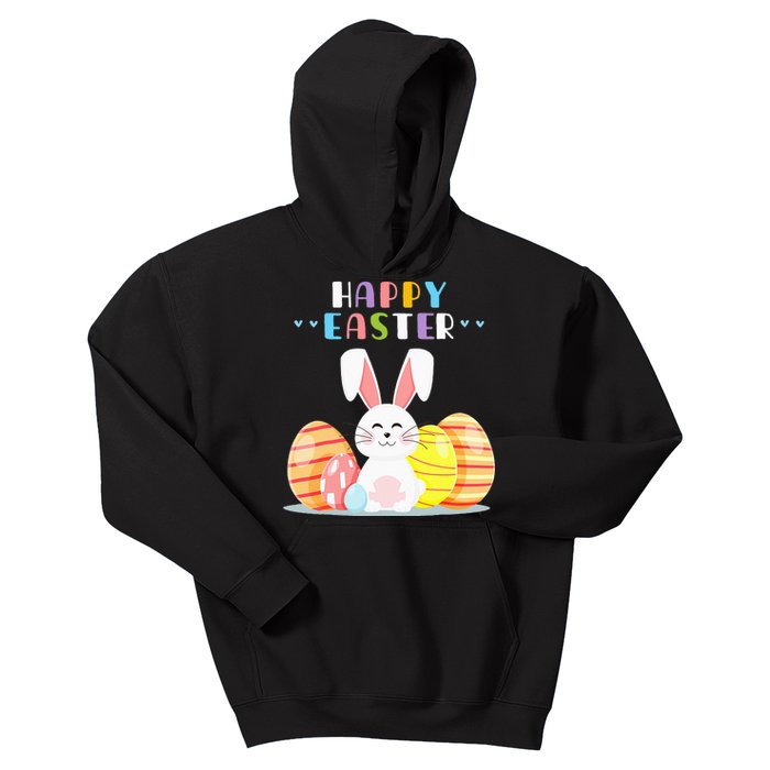 Bunny Pastel Spring Hunt Eggs Rabbit Happy Easter Day Outfit Kids Hoodie