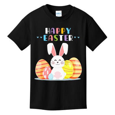 Bunny Pastel Spring Hunt Eggs Rabbit Happy Easter Day Outfit Kids T-Shirt