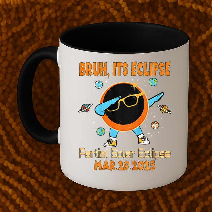 Bruh Partial Solar Eclipse March 2025 Dabbing Coffee Mug