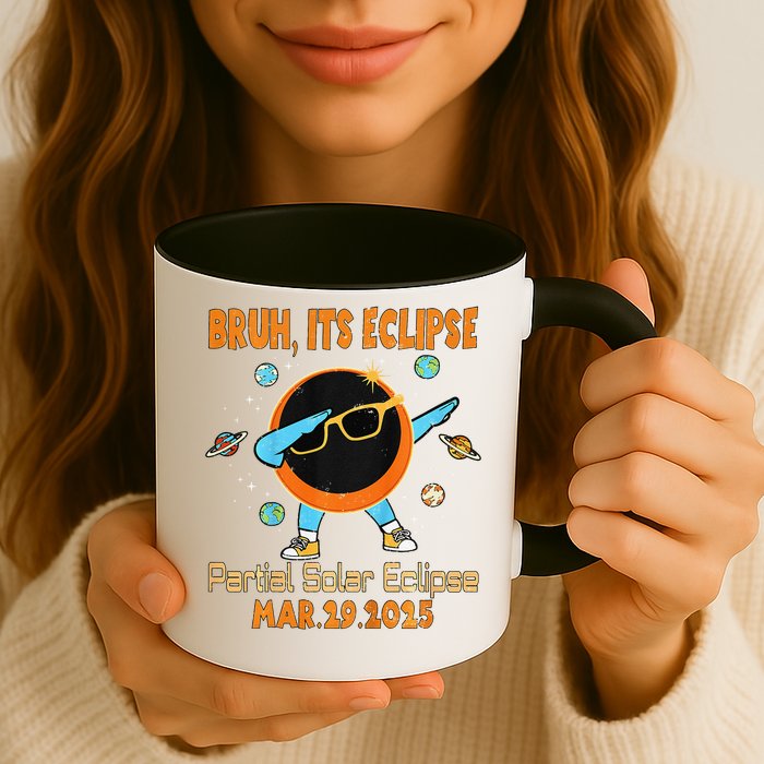 Bruh Partial Solar Eclipse March 2025 Dabbing Coffee Mug